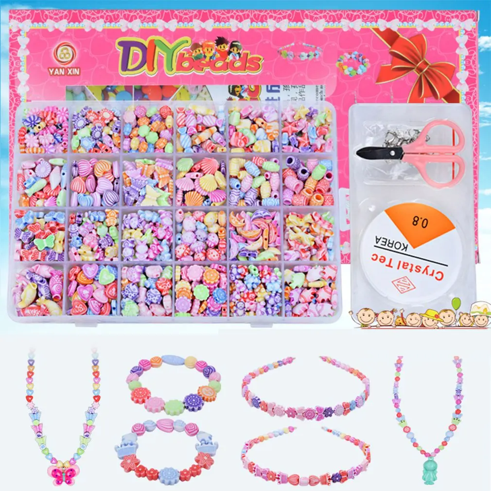 24 балки для девочек DIY игрушки художественное ремесло развивающие Brinquedo ручной работы ожерелье Строительный набор макияж интеллект подарок на день рождения