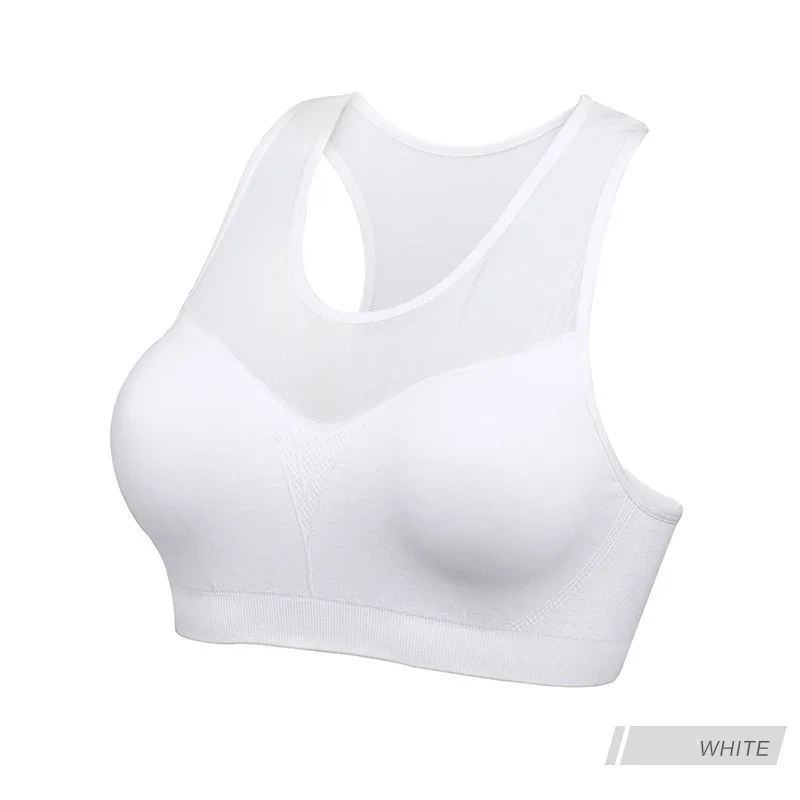 

Women Wholesale Mesh Patchwork Breathable Anti-sweat Shockproof Padded Sports Bra Yoga Gym Running Fitness Workout Sport Top New
