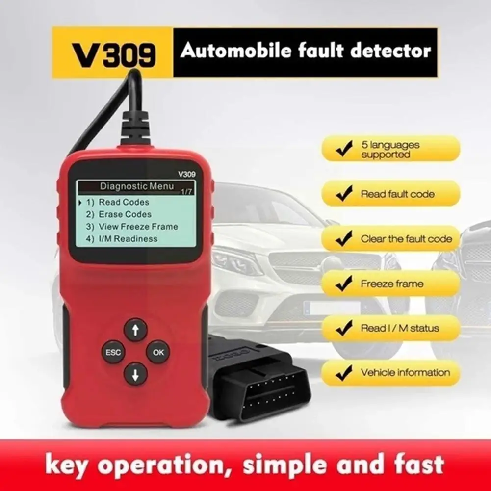 

V309 Eobd Scanner Code Reader Data Tester Automatic Scanning Diagnostic Tool for Citroen Peugeot Renault Automotive Diagnos Y8L4