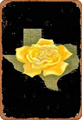 

Keely Yellow Rose of Texas Metal Vintage Tin Sign Wall Decoration 12x8 inches for Cafe Coffee Bars Restaurants Pubs Man Cave Dec