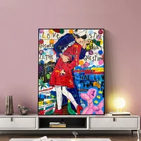 graffiti art victory kiss oil painting on canvas print poster wall picture for living room home decor decoration frameless