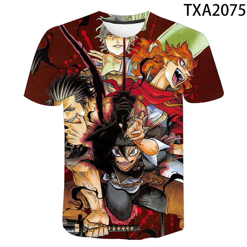 

Футболка с 3d-рисунком черного клевера, рубашка для мужчин и женщин, Детская рубашка с рисунком крови, повседневные комиксные топы с мультяшным рисунком, футболка для мальчиков и девочек, детская одежда