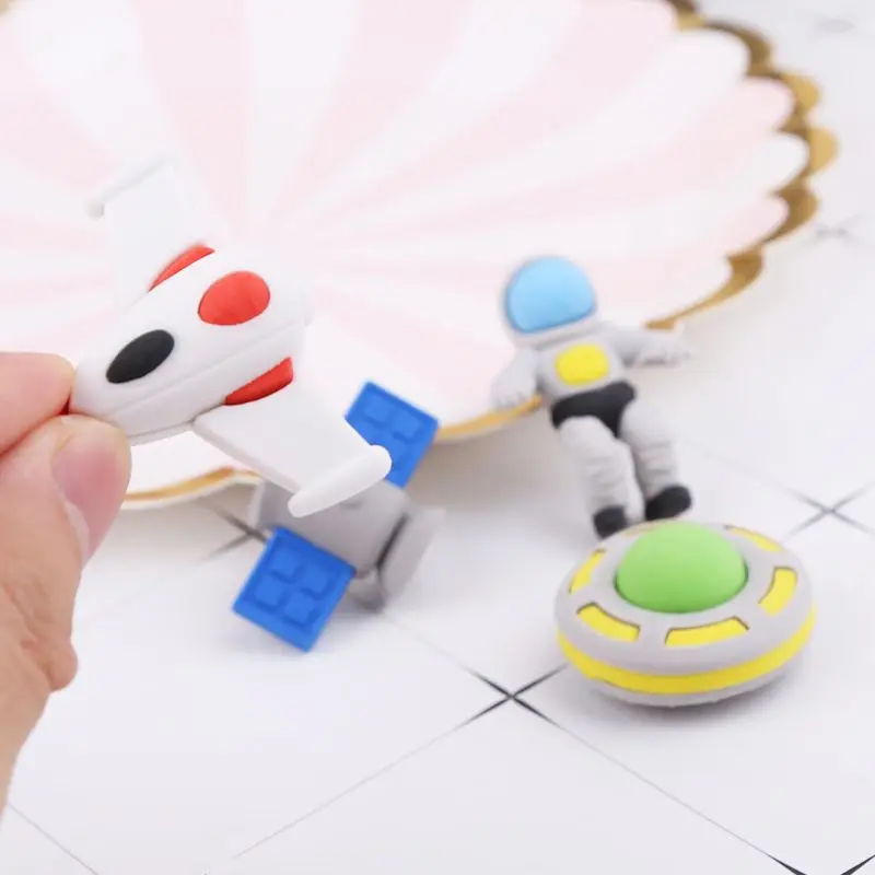 

4pcs/set Creative Flying Saucer Spaceship Shaped Rubber Pencil Eraser Kids