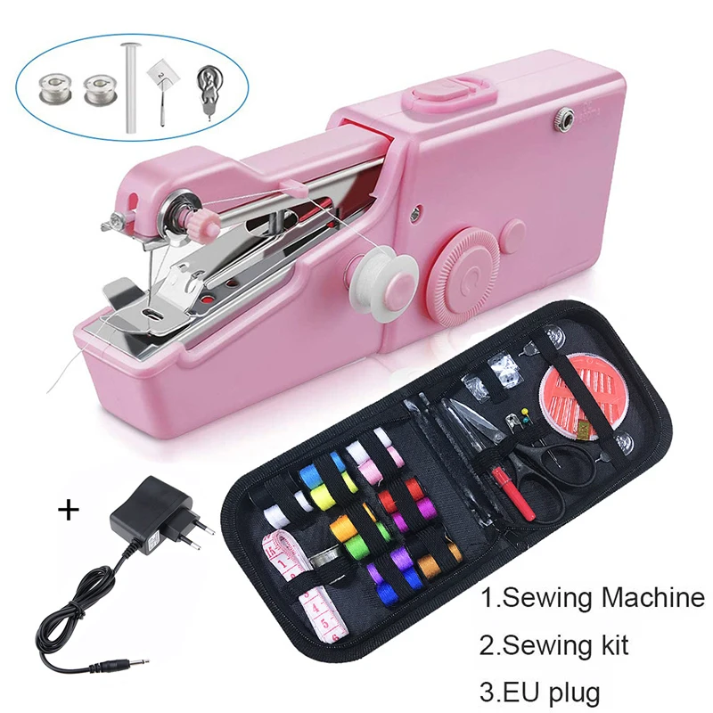 

Small Sewing Machine Portable Manual Handheld Sewing Machine Household Needlework Cordless Handwork Tools Accessories