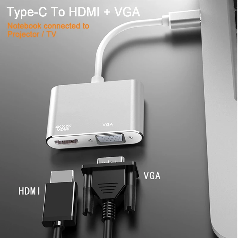 

USB C Hub USB3.1 Type C to HDMI VGA Video Converter Adapter Cable for 2018 iPad Pro Samsung Xiaomi Huawei