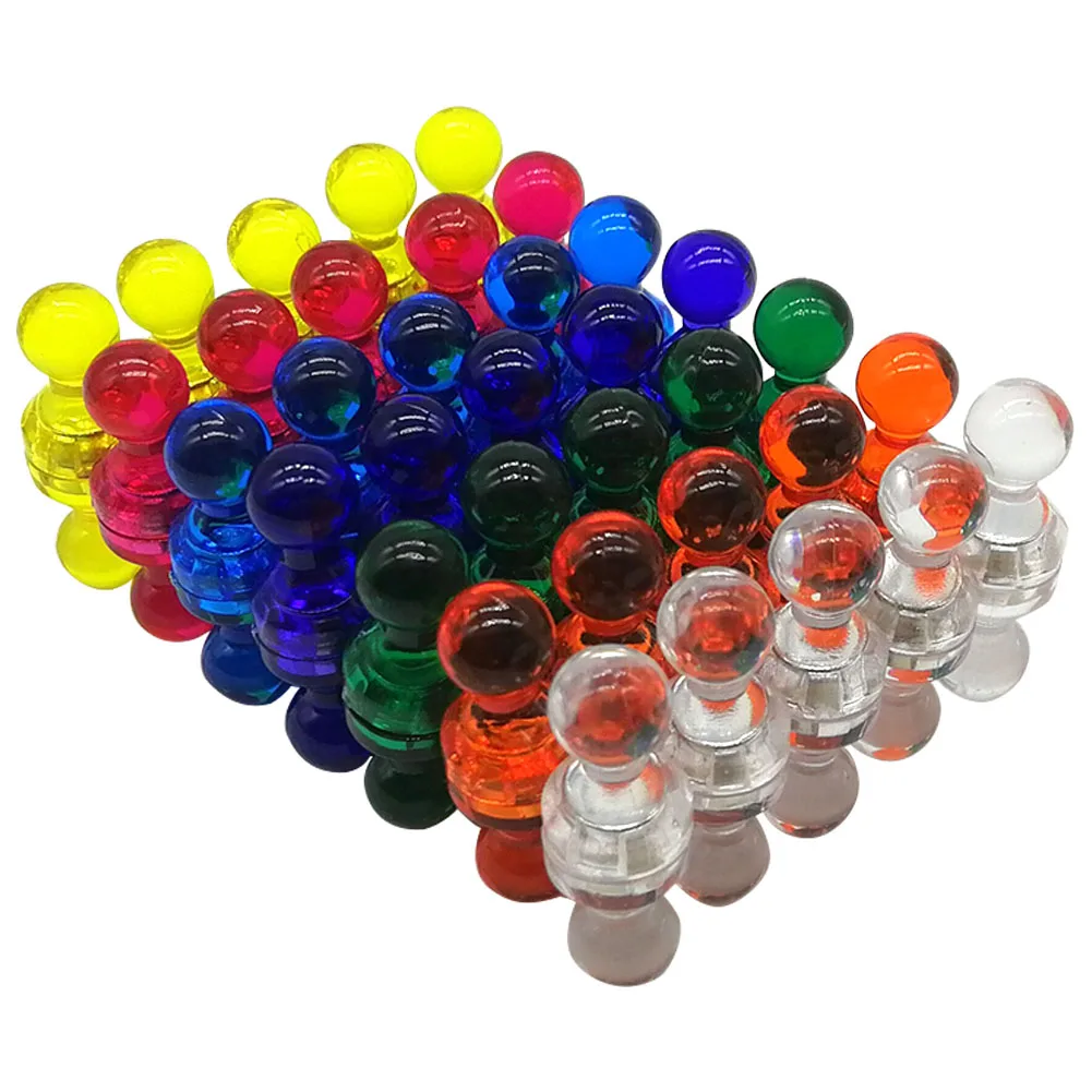 36pcs/set Paper Holder Map Gift Home Office Color Randomly Transparent Acrylic Push Pin Magnet Calendars For Whiteboard Fridge |