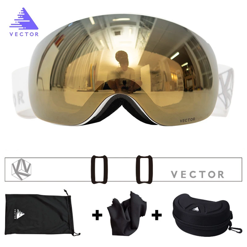 Glod With Case Катания на лыжах, сноуборде, бренд двухслойные UV400 Анти-туман большой Лыжная маска очки для лыжного спорта мужские и женские зимние очки для катания на сноуборде - Цвет: Glod With Case