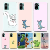 cute cartoon dinosaur clear phone case for xiaomi mi 11 10 10t note 10 mi 9 se mi 11t pro poco x2 m3 f3 x3 m4 soft silicon