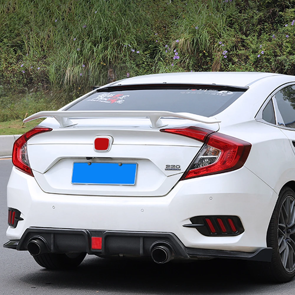 Крыло задний спойлер для Honda Civic 2016 2017 2018 2019 2020 2021 АБС-пластик углеродная черная