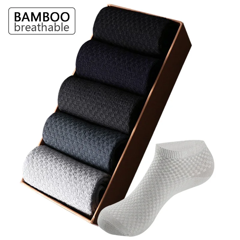Носки мужские из бамбукового волокна 5 пар/лот короткие носки летние деловые