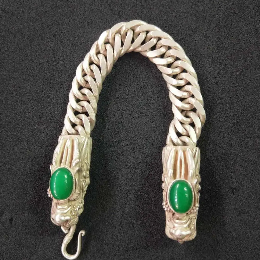 Очаровательный античный красный и зеленый рубиновый нефритовый двойной дракон