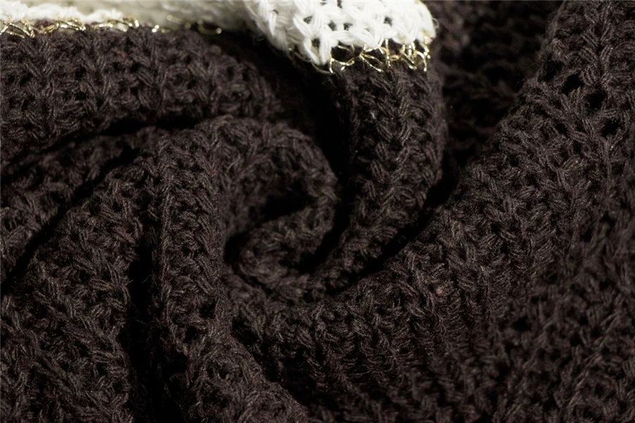 

Women's Autumn 2020 Casual Loose Multicolor Stitching Knitted Tops Sexy Comfortable Hollow V-neck Knitting Pullover Sweater 3XL