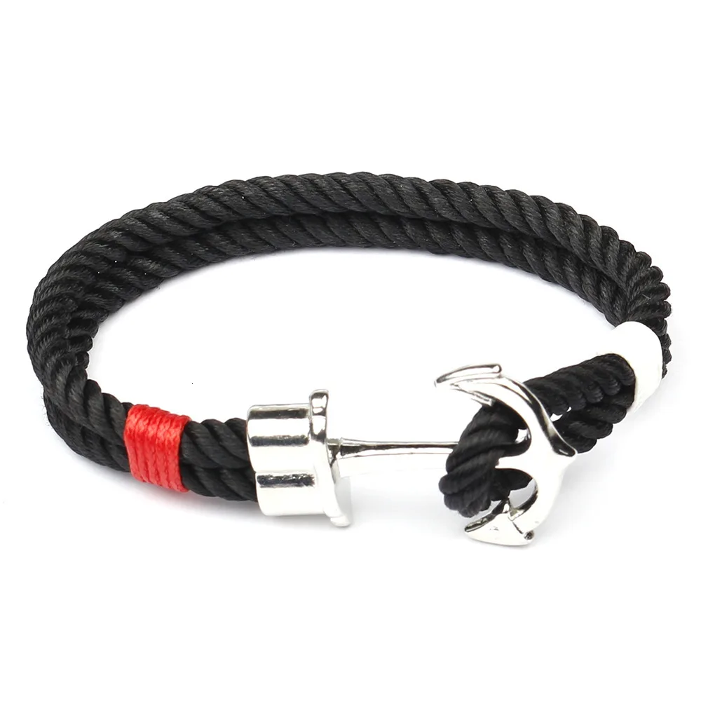 Fashion Men Bracelets Braided Wristband Nylon Bracelet Gifts Silvers Alloy Hook Anchor Rope Bangle Jewelry 2019 New pulseras | Украшения и