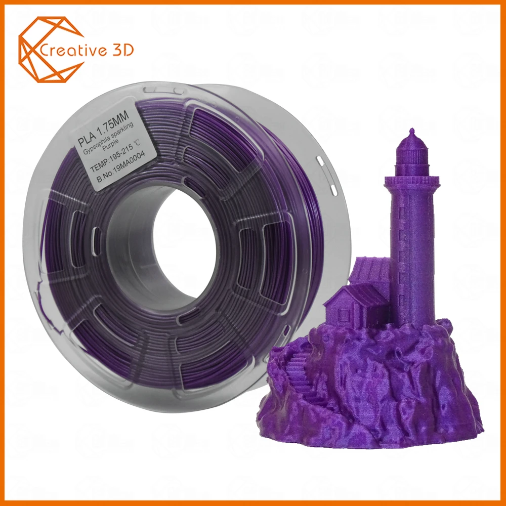Creative3D лучший сверкающий блеск нить PLA 3d принтер нить 1,75 мм 1 кг сверкающий черный/фиолетовый/синий