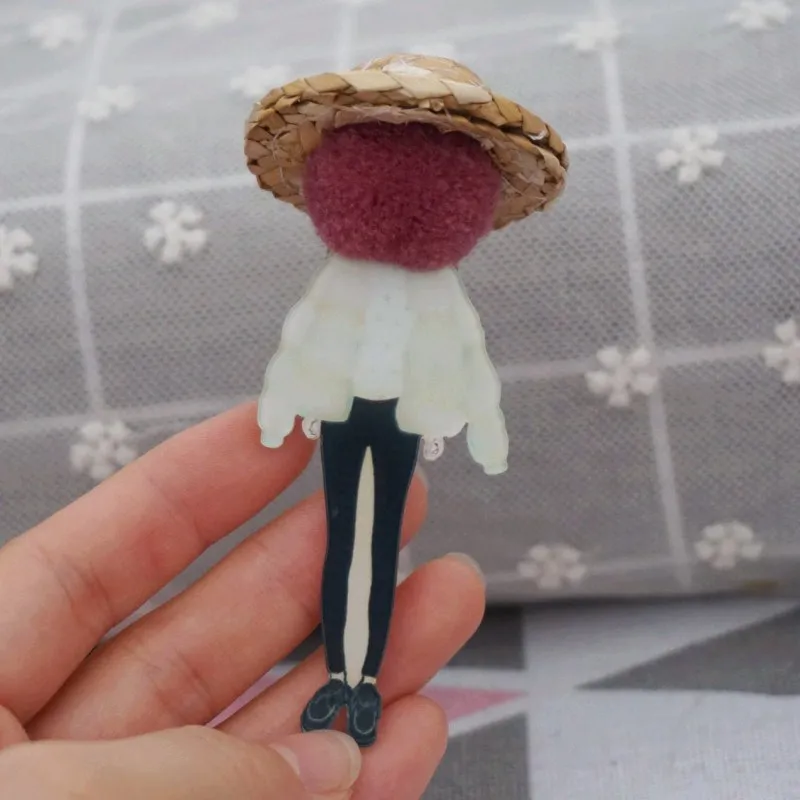 Женская/Мужская модная брошь милые голубые броши в форме шляпы со стеклом