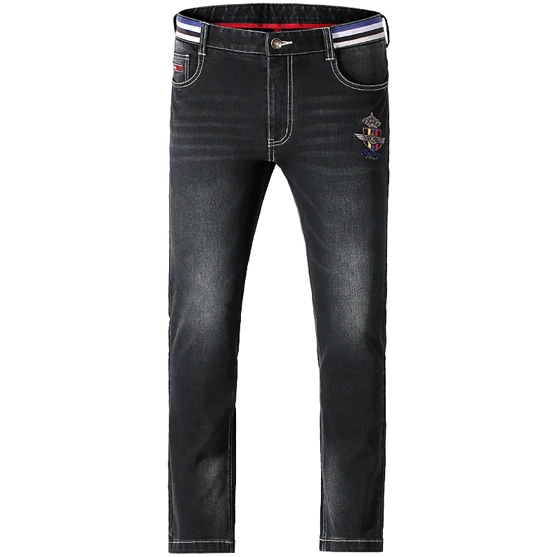 Bruce&Shark Men's Jeans Winter Fashion Casual Top Embroidery Straight Leg Thicken Strech Cotton Soften Loose Super Quality