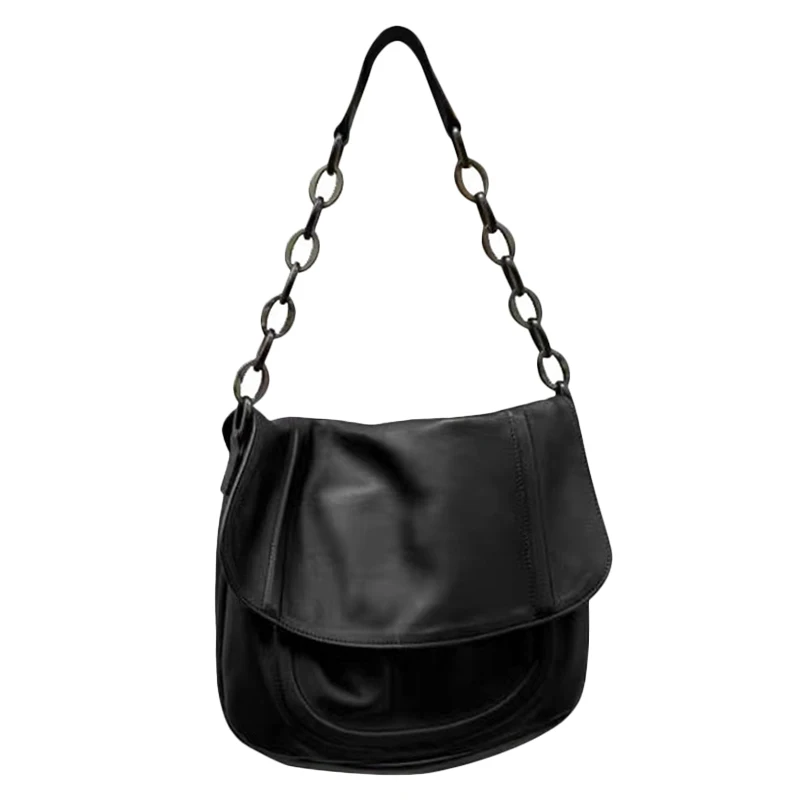 

Vintage Leather Shoulder Bags for Women Chain Lady Crossbody Bag Female Cool High Capacity Solid Color Handbags