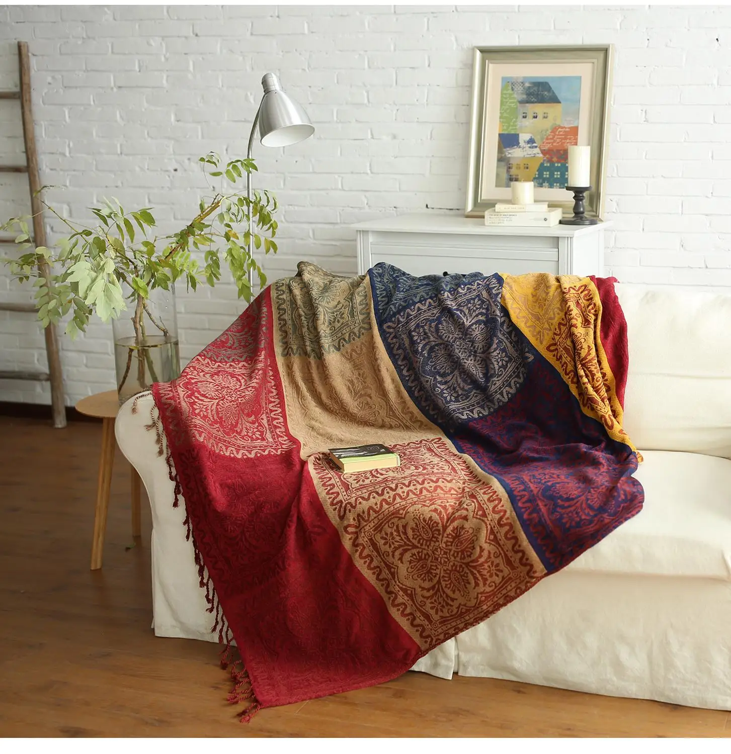 

European-style blanket non-slip cloth sofa cushion outdoor picnic mat ethnic retro blanket Indian geometric totem blanket