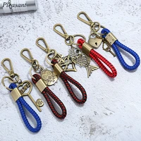 variety of vintage copper color creative keychain high quality braided rope key ring couple keychain love gift
