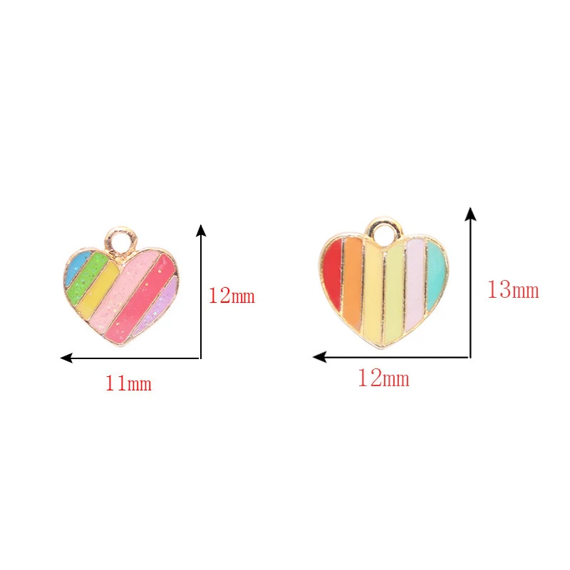 

10pcs/Lot Rainbow Heart Diy Handmade Oil Enamel Charms Design for Jewelry Making Earring Bracelet or Necklace