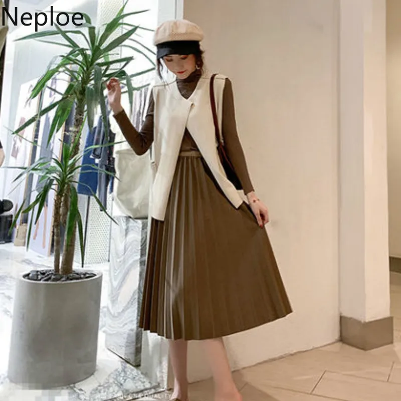 Neploe жилет костюм осень зима Корейская мода 2020 новый вязаный Топ плиссированная
