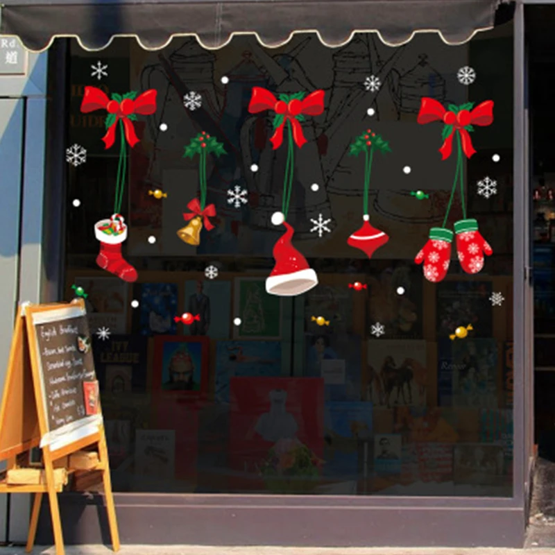 Рождественские наклейки на стену окно стекло фестиваль Декор для дома Новый год