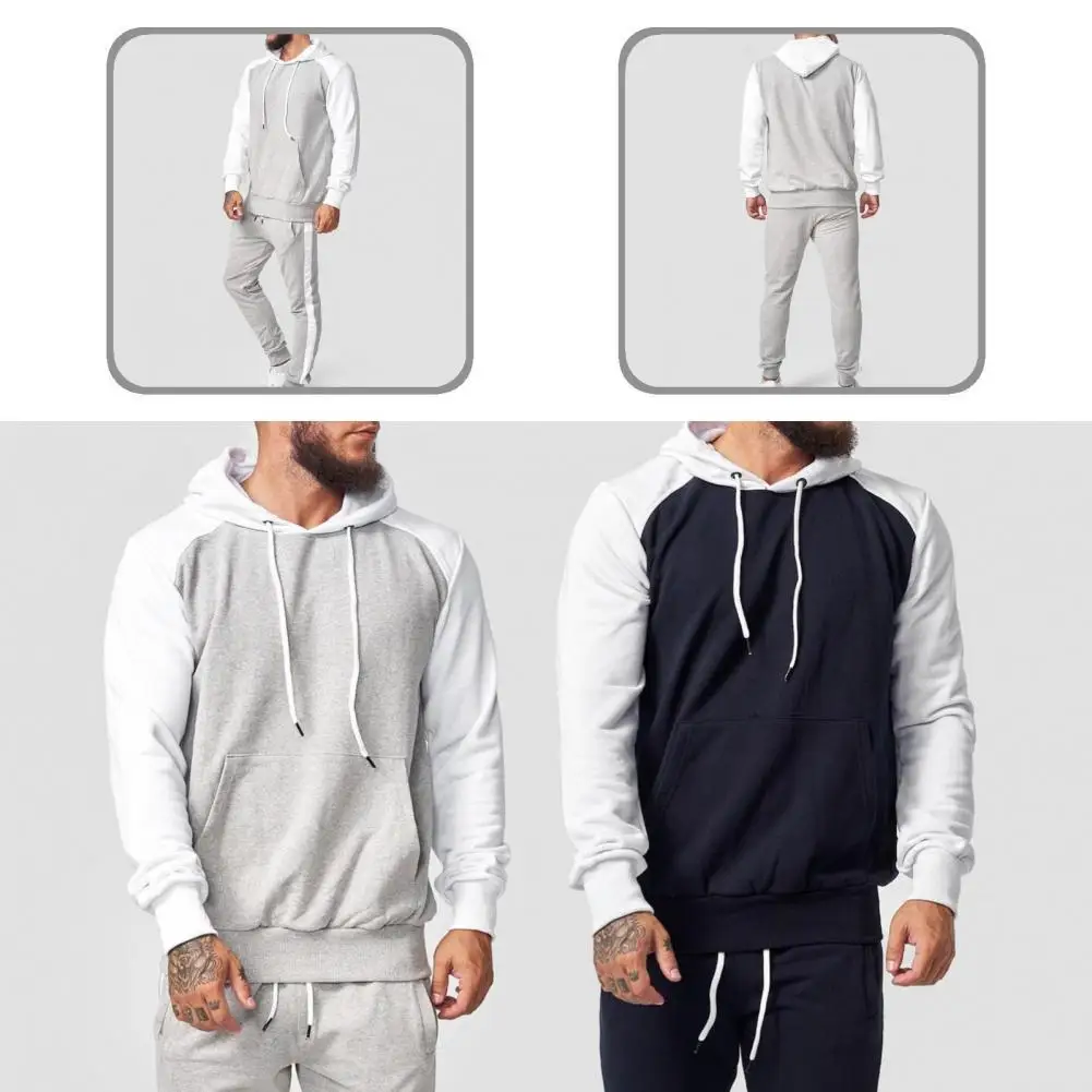 

Elastic Cuff Great Long Sleeve Hoodie Suit Breathable Sweatshirt Suit Contrast Color for Daily Wear