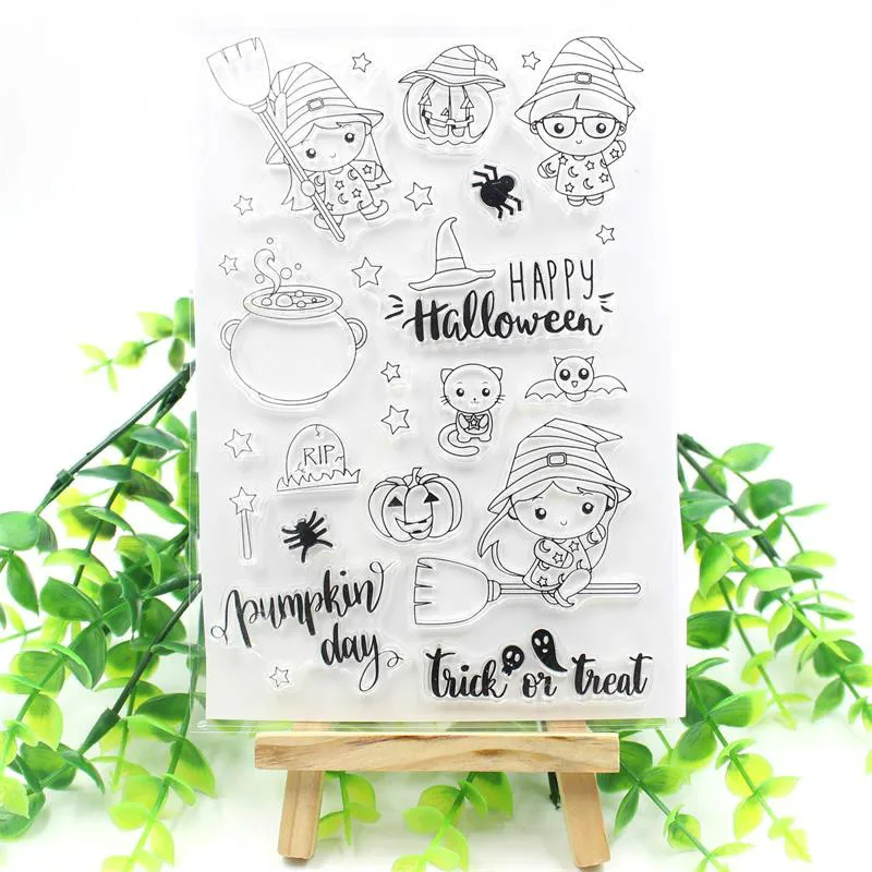 Прозрачные силиконовые штампы для скрапбукинга/открыток KSCRAFT Happy Hallowen, детские товары для украшения M41