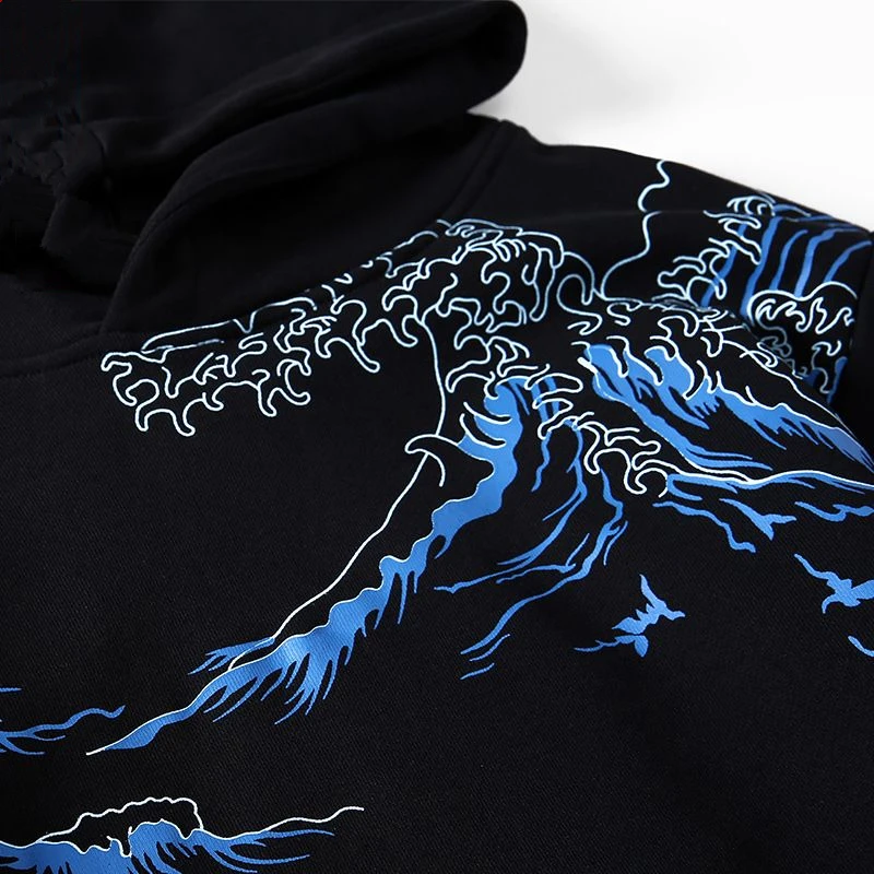 Мужские толстовки с капюшоном в японском стиле Харадзюку С вышивкой Карп из 100%
