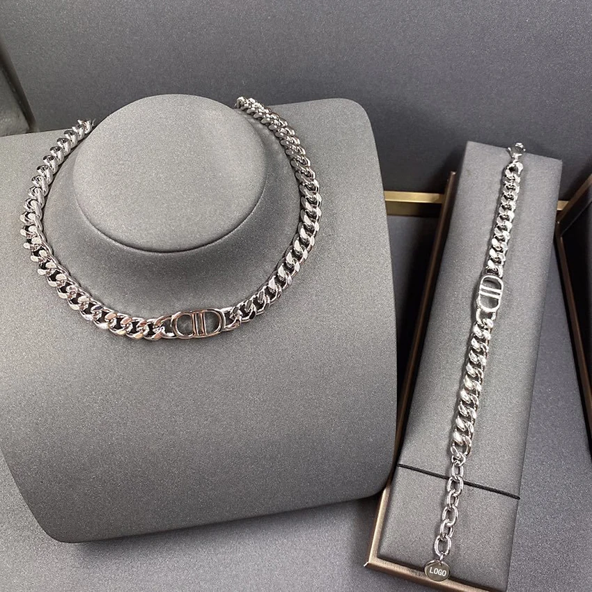 

silver bracelet and necklace sets for women hip hop romantic charms couple personality jewelry exquisite jewelry holiday gifts