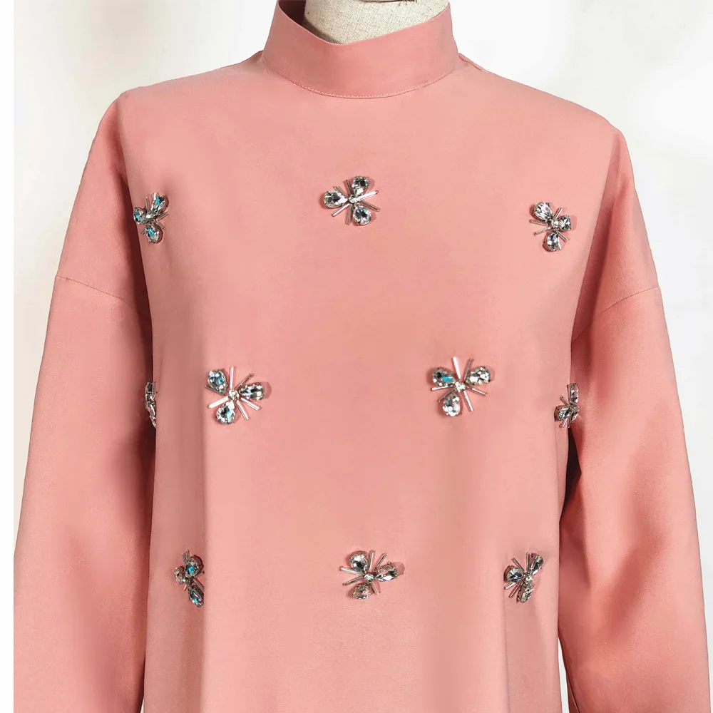 

Women Two Piece Sets Tops and Pants Turkey Muslim Abaya Dresses Ramadan Moroccan Kaftan Islamic Clothing Rhinestone Set Musulman