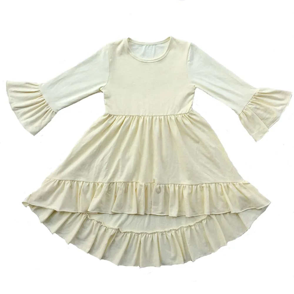 21 цвет для девочек Длинные рукава рюшами Обледенение хлопок осень однотонное