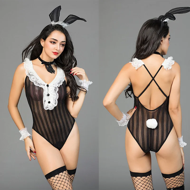 

Женский костюм, платье в виде кролика, боди, сексуальная униформа, комплект женского нижнего белья, сексуальный костюм