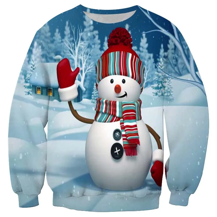 Ugly Christmas Sweater Christmas Novelty Autumn Winter Blouses Clothing Santa Claus Printed Loose Sweater Men Women Pullover