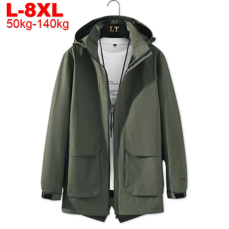 Ветровка мужская с капюшоном куртка большого размера 8xl 5xl брендовая Длинная