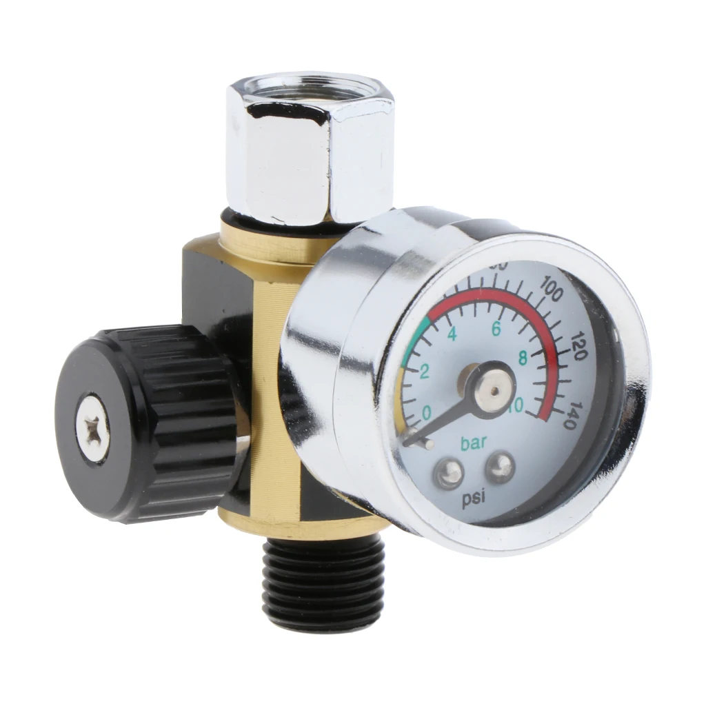 Adjustable Spray Paint Gun Regulator Air Pressure Valve Regulator 0-140PSI/10Bar Oil Water Separator Filter Trap Universal Tools