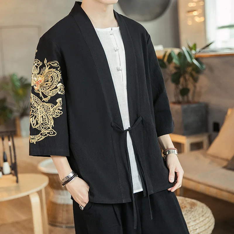 Летнее кимоно в китайском стиле #4229 женская Свободная куртка кардиган винтажная