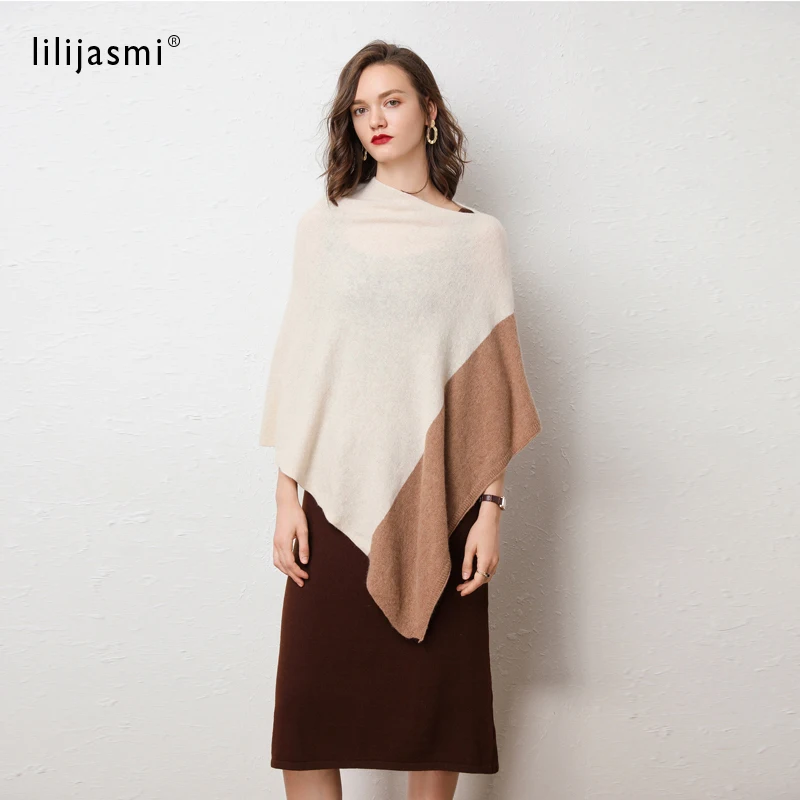 Повседневный свободный кашемировый шерстяной свитер 70*70 цветной лоскутный плащ