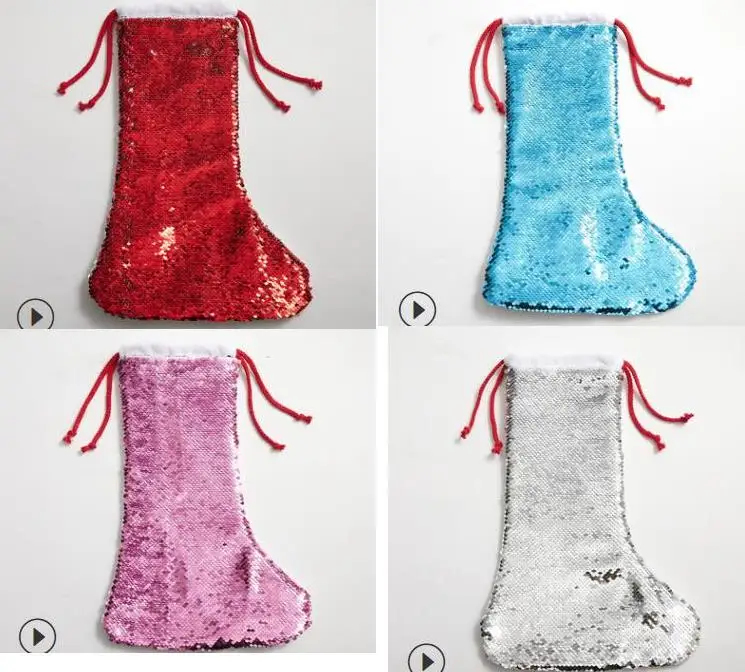 

Sublimation Blank Sequin Christmas Stockings Personalized Xmas Stocking Holders Gold Flip Up Custom Kids Glittery Socks Decor SN