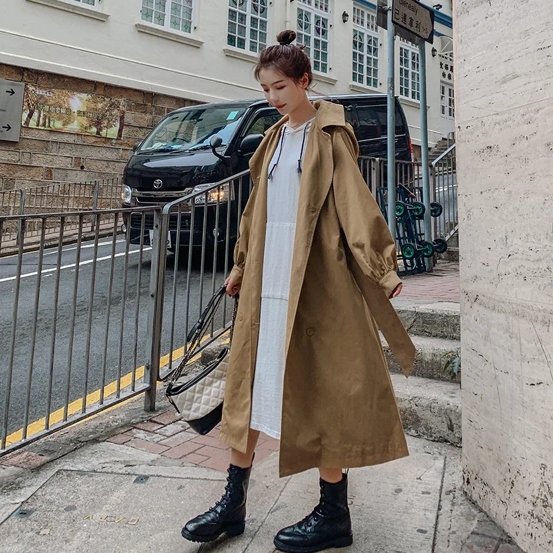 Женская ветровка 2019 Новая Осенняя Корейская версия с капюшоном двубортная