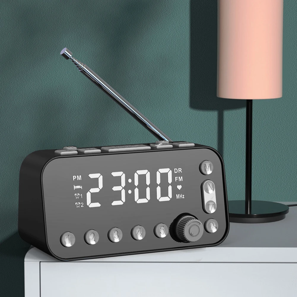 A1 Digital Desktop Radio Alarm Clock Dual USB Charging Port DAB FM Radio with Antenna Programmable Sleep Timer