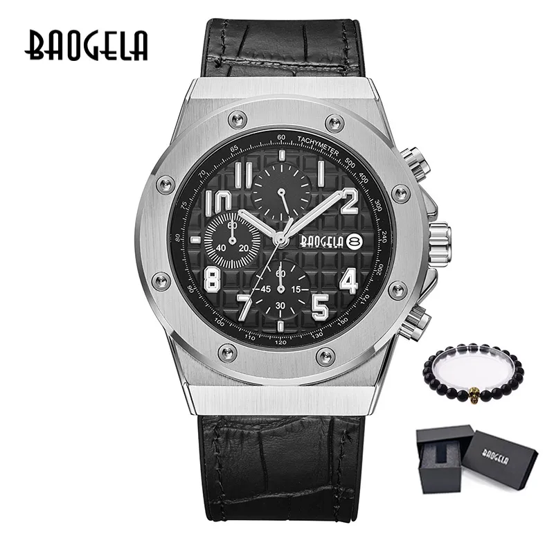 BAOGELA Homme Nouveau кварцевый браслет Montres, Chronographe, дизайнерский, светящийся, мужской, Cuir браслет, Relog