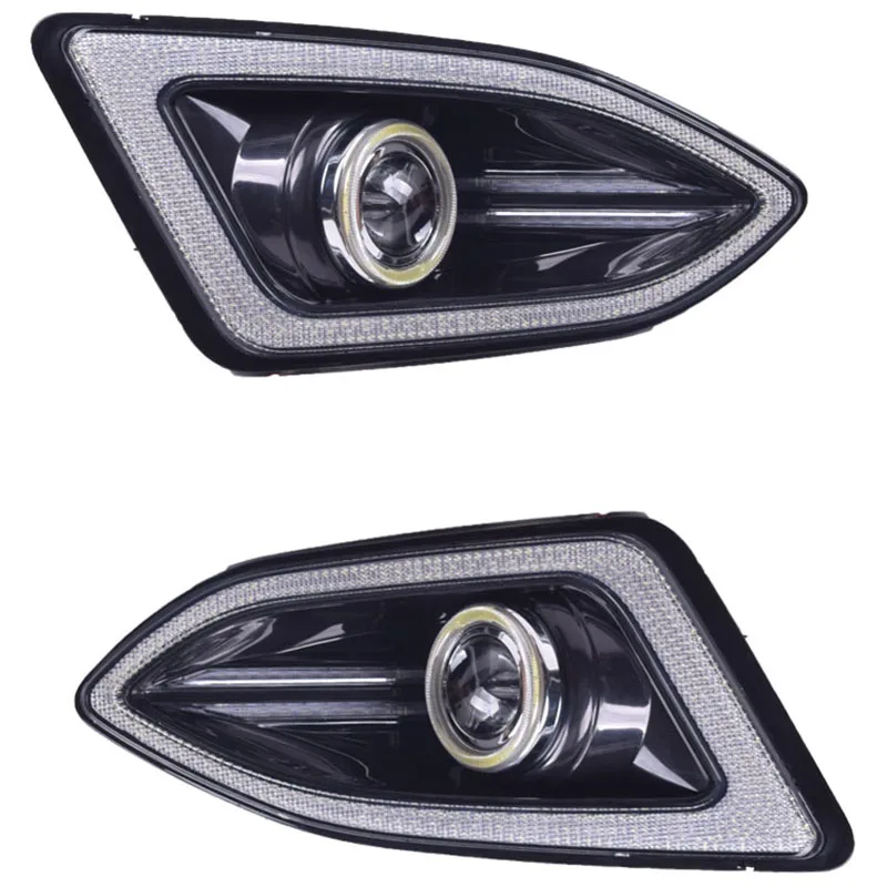 Светодиодный дневный ходовой светильник DRL противотуманная фара с COB Angel Eye 12V