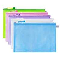 10 pcslot pen bags gridding waterproof zip bag document pen filing products pocket folder office school supplies plastic bag
