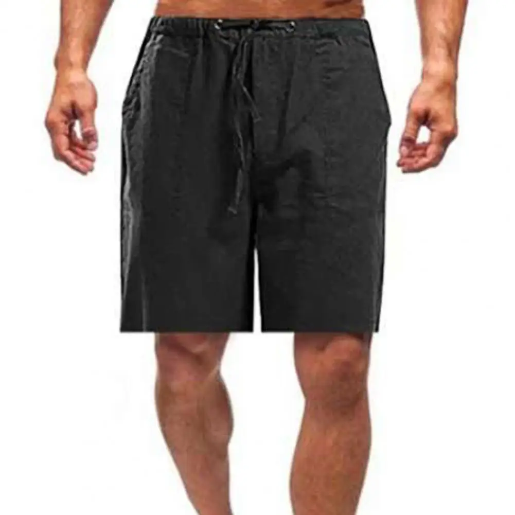 

Plus Size Men Sports Shorts Solid Color Knee Length Sweat Shorts Shrink Resistant Wide Leg Multi Pockets Male Shorts Streetwear