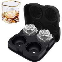4 grids ice cube form silicone rose shape icecream mold freezer cream ball diy reusable whiskey cocktail mould bar tools