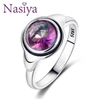 Простые Кольца Nasiya из серебра 925 пробы с искусственным драгоценным камнем для женщин вечерние вая продажа, Прямая поставка