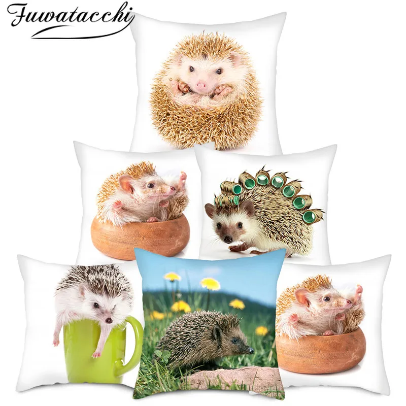 Fuwatacchi Милая подушка в виде ежа чехол мини животное фото наволочка печатная