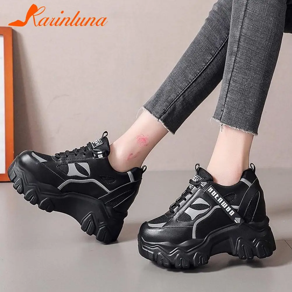 

Женские шитые туфли Karinluna, однотонные туфли на платформе с перекрестной шнуровкой и круглым носком, на плоской подошве