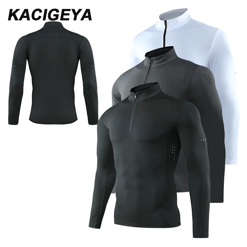 Мужские рубашки для бега с длинными рукавами Осень бодибилдинга тренажерного